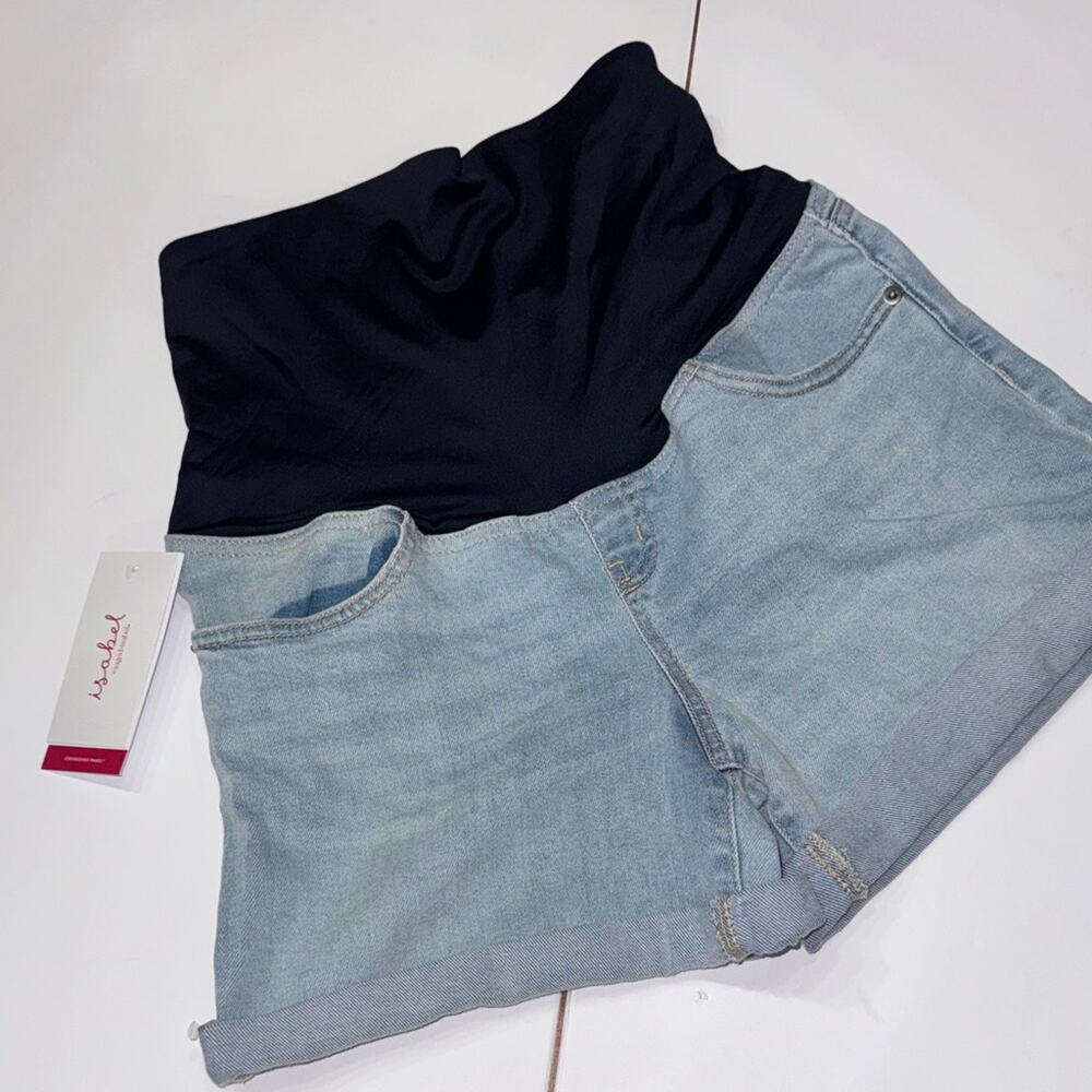 Isabel Maternity Midi Short Blue Denim